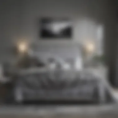 Artistic depiction of grey and silver color palette in a bedroom