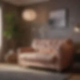 Cozy mini couch in a stylish bedroom setting