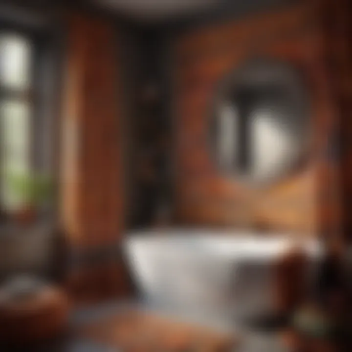 Colorful textiles and towels with African motifs in a stylish bathroom