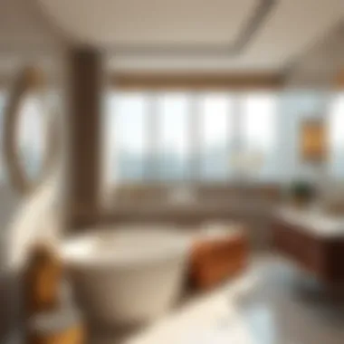 Luxurious bathroom layout showcasing sophisticated materials and finishes