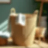 A beautifully designed beach themed laundry basket made from natural materials.