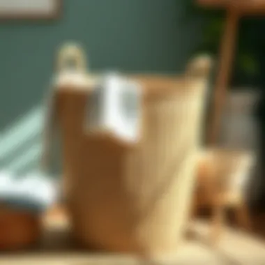 A beautifully designed beach themed laundry basket made from natural materials.