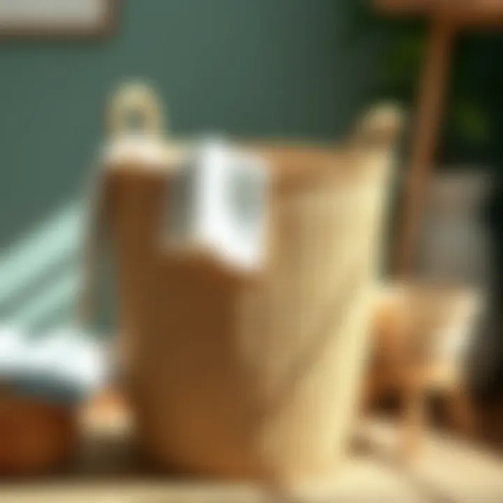 A beautifully designed beach themed laundry basket made from natural materials.