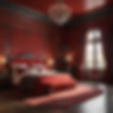 Luxurious red bedroom with elegant décor