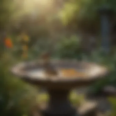Nature-Inspired Bird Bath in Garden Setting Nature-inspired bird bath in a garden