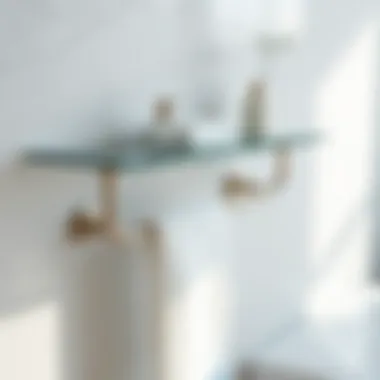 Stylish Towel Bar with Wall Shelf Stylish towel bar integrated with wall shelf in contemporary bathroom setting