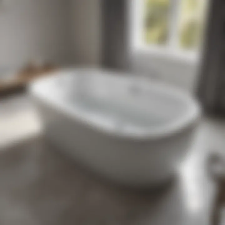 Variety of materials used in center drain drop-in bathtubs displayed together