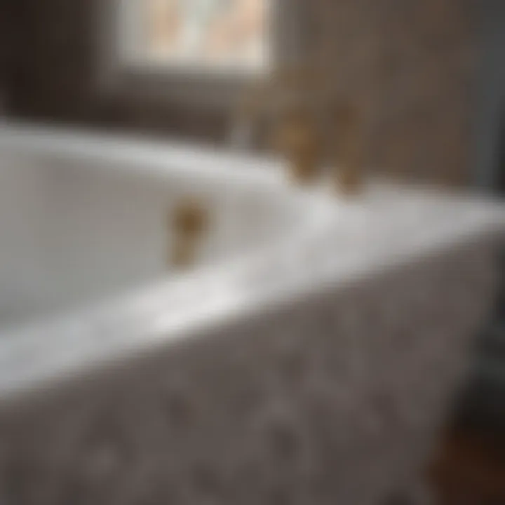 Close-up of a luxurious center drain drop-in bathtub with intricate details