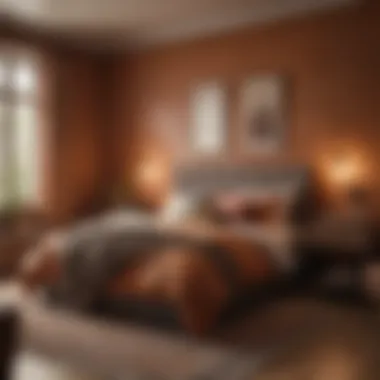 A cozy bedroom adorned with warm earthy colors