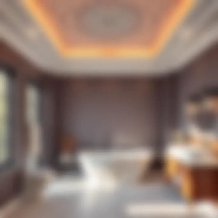 Trendy bathroom design showcasing innovative ceiling colors