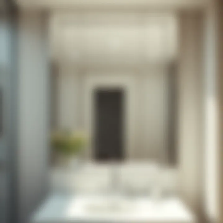 Contemporary bathroom featuring a large chrome mirror above the sink