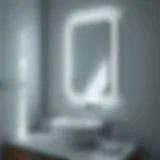 Sleek chrome mirror with integrated lighting in a modern bathroom