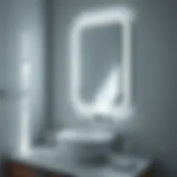 Sleek chrome mirror with integrated lighting in a modern bathroom