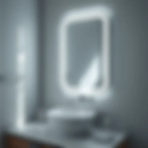 Sleek chrome mirror with integrated lighting in a modern bathroom