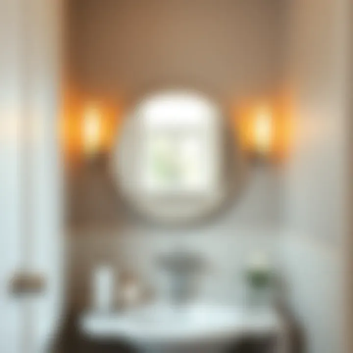 Stylish round chrome mirror adding elegance to a chic bathroom