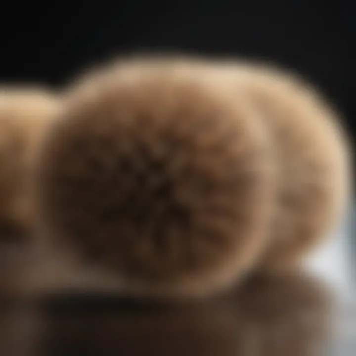 Close-up of bristles on a long bathroom cleaning brush