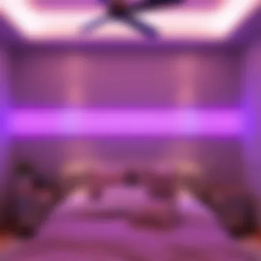 Dynamic LED Ambiance Color-changing LED strips adorning a bedroom wall
