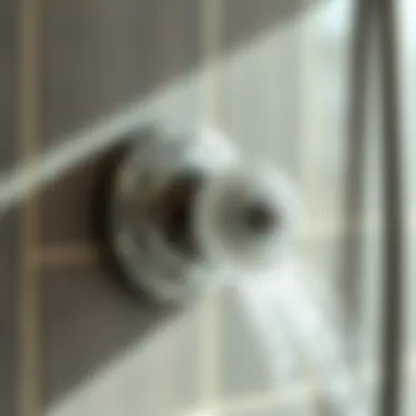 Textured Shower Handle Features Close-up of a shower handle with unique textures