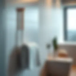 Modern towel hanger in a minimalist bathroom