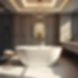 Luxurious freestanding bathtub in a modern bathroom