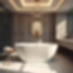 Luxurious freestanding bathtub in a modern bathroom