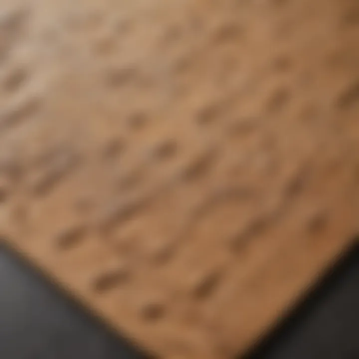 Close-up of a cork bathmat highlighting its water-resistant properties