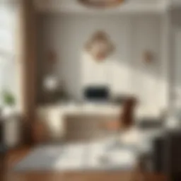 Elegant home office setup featuring a stylish desk and ergonomic chair