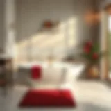 Elegant cranberry bath mat enhancing bathroom aesthetics