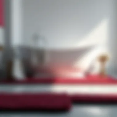 Close-up of textured cranberry bath mat for comfort