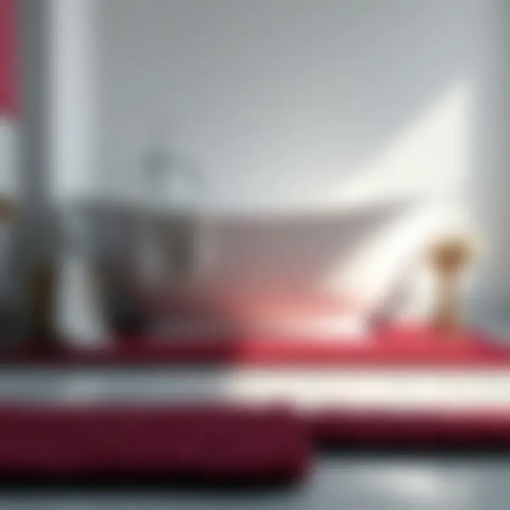 Close-up of textured cranberry bath mat for comfort