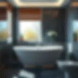 Luxurious freestanding bathtub in a modern bathroom setting