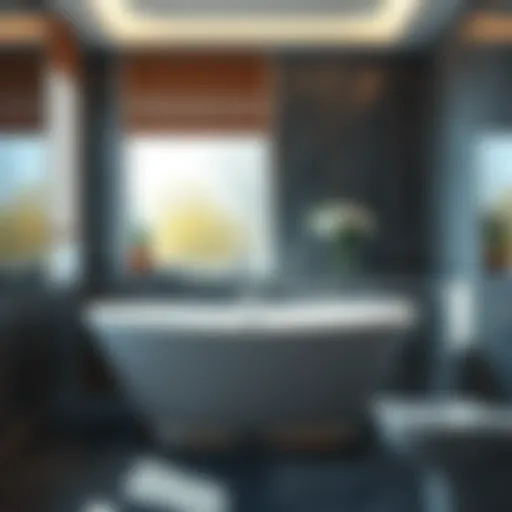 Luxurious freestanding bathtub in a modern bathroom setting