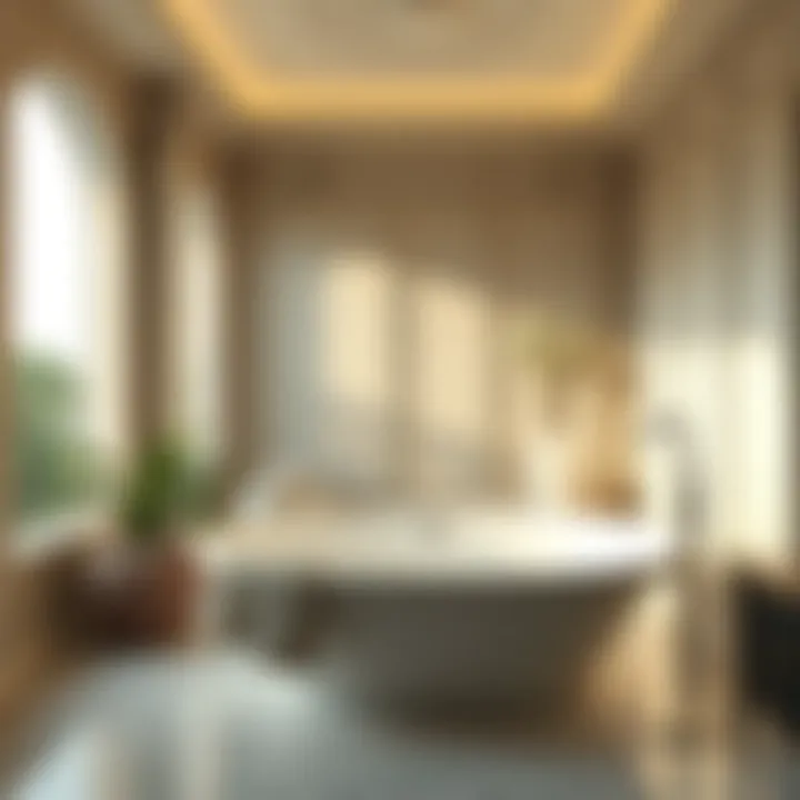 Spacious bathtub in a serene spa-like environment