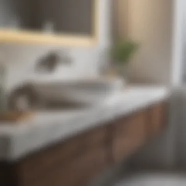 Close-up of materials used in modern bathroom vanity