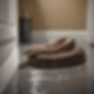 Utilizing a Plumber's Snake A plumber's snake coiled on a bathroom floor