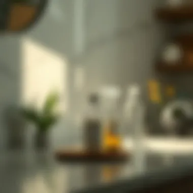 Natural cleaning agents displayed on a countertop