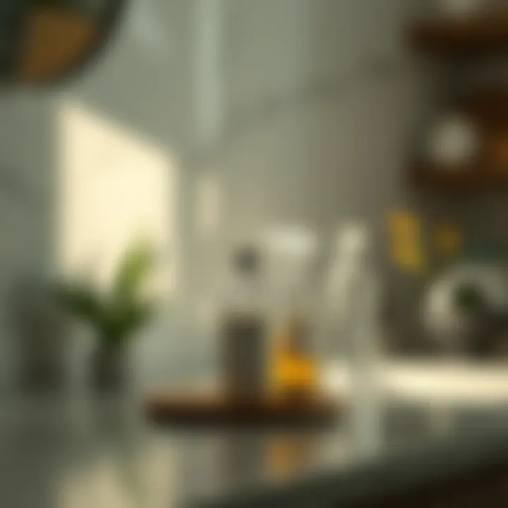 Natural cleaning agents displayed on a countertop