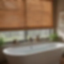 An array of different types of blinds laid out in a bathtub for cleaning