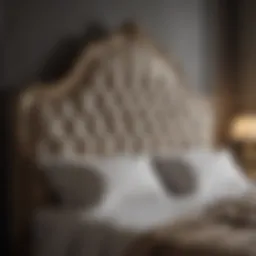 Luxurious upholstered bed with elegant bedding