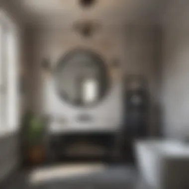Stylish Bathroom Highlighting Black Exhaust Fan Stylish bathroom showcasing a black decorative exhaust fan as a focal point.