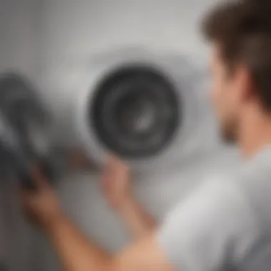 A professional inspecting a dryer vent.