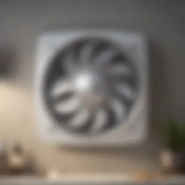 Close-up of an exhaust fan's specifications and features