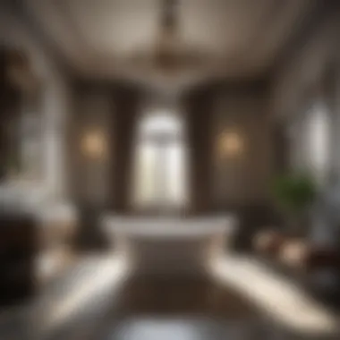 Stylish six-foot bathtub surrounded by luxurious decor