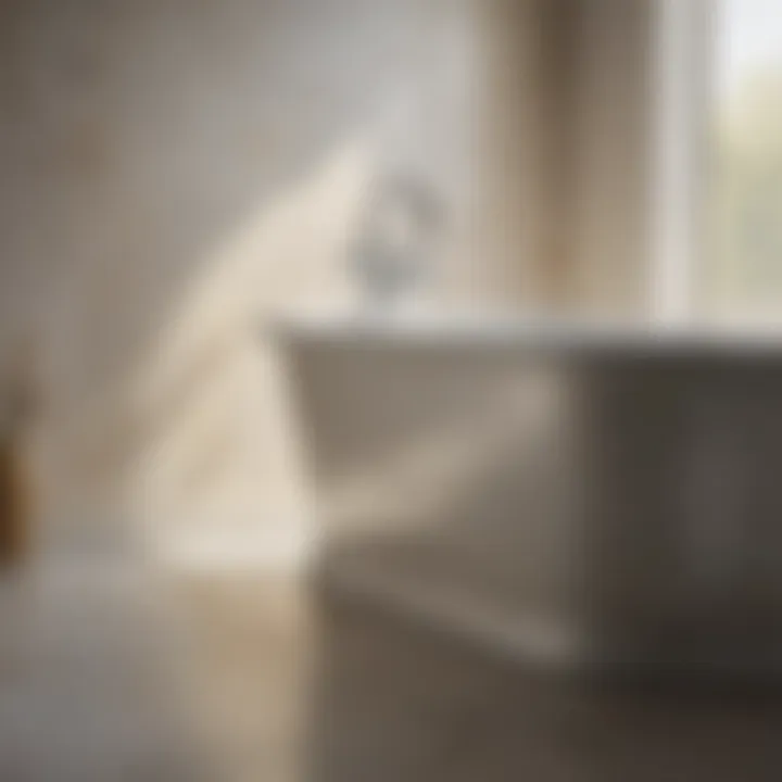 Close-up of six-foot bathtub showcasing unique materials