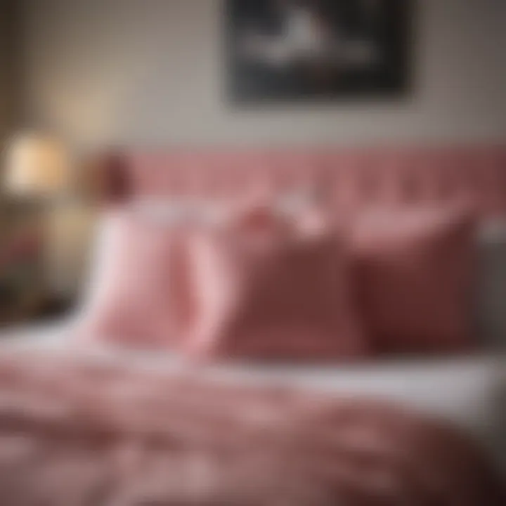 Stylish pink throw pillows adding a pop of color to a modern bedroom.