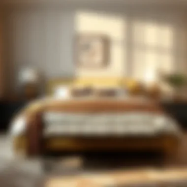 Stylish bedroom layout featuring an animal print bench