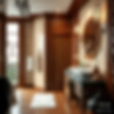 Elegant Asian-inspired bathroom vanity showcasing intricate woodwork