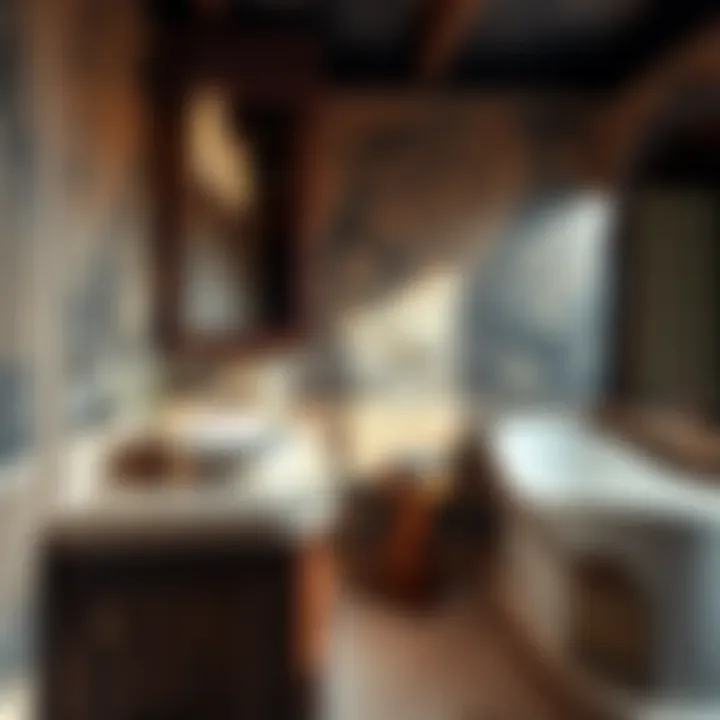 Traditional Asian bathroom vanity with ornamental details and rich textures