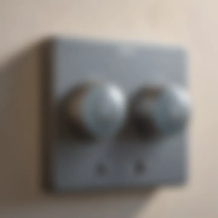 Close-up of controls for bathroom fan with light and heater