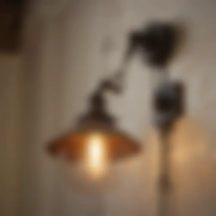Close-up view of a vintage pull chain bathroom light design